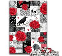 1000 Piece Jigsaw Puzzles for Adults Gifts Crow Skeleton Stress Reliever Staycation Kill Time with Matching Poster And Trivia Sheet 50x75cm
