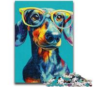 1000 Piece Jigsaw Puzzles for Adults Gifts Dachshund Wearing Glasses Adult Jigsaw,Game Toys Every Piece Is Unique - Challenging Family Fun Game (38x26cm)