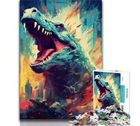 1000 Piece Jigsaw Puzzles for Adults Gifts Deinosuchus Beast Adult Puzzles,Staycation Kill Time with Fully Interlocking Randomly Shaped Pieces 38x26cm