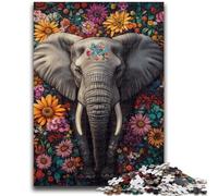 1000 Piece Jigsaw Puzzles for Adults Gifts Elephant Flowers for Educational Game Challenge Toy Artists Collection, Fine Art 26x38cm