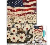 1000 Piece Jigsaw Puzzles for Adults Gifts Field of White Red Flowers Teenager Puzzles,Artistic Wall Decor & Birthday Gift Idea for Friends, Home Office (size 38x26cm)