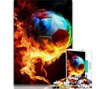 1000 Piece Jigsaw Puzzles for Adults Gifts Flame Football Adult Puzzles,Staycation Kill Time with Fully Interlocking Randomly Shaped Pieces 38x26cm
