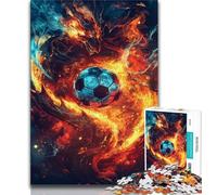 1000 Piece Jigsaw Puzzles for Adults Gifts Flame Football,for Educational Game Challenge Toy Artists Collection,Fine Art (75x50cm)