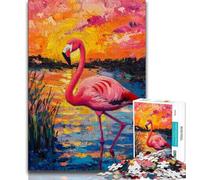 1000 Piece Jigsaw Puzzles for Adults Gifts Flamingo by Water Sunset,Educational Games Home Decoration for Is Ideal As A Gift for The Whole Family (38x26cm)