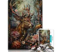 1000 Piece Jigsaw Puzzles for Adults Gifts Floral Deer Teenager Puzzles,Educational Games DIY Toys Great Gifts And Toys (size 38x26cm)