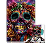 1000 Piece Jigsaw Puzzles for Adults Gifts Flower Skull 1000 Pieces for Adults,Decompressing Intellectual Educational Toy Perfect Decoration 26x38cm
