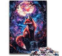 1000 Piece Jigsaw Puzzles for Adults Gifts Fox Under The Moon for Educational Game Challenge Toy Artists Collection, Fine Art 50x75cm