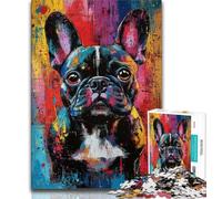 1000 Piece Jigsaw Puzzles for Adults Gifts French Bulldog Oil Painting Adult Puzzles,Fun Present & Activity for Home,Toy for Rainy Days 38x26cm