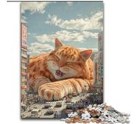 1000 Piece Jigsaw Puzzles for Adults Gifts Giant Orange Cat Help The Brain Exercise Addictive Toys to Cultivate Patience Perfect Decoration 50x75cm