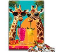 1000 Piece Jigsaw Puzzles for Adults Gifts Giraffe Drinking A Drink for Age 14 Years And over Decompressing Intellectual Educational Toy Great Gift 50x75cm