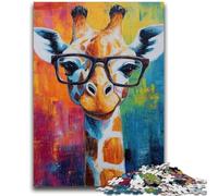 1000 Piece Jigsaw Puzzles for Adults Gifts Giraffe Wearing Glasses Teenager Jigsaw,Artistic Wall Decor & Birthday Gift Idea for Friends, Home Office (38x26cm)