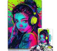 1000 Piece Jigsaw Puzzles for Adults Gifts Girl with Headphones 1000 Pieces for Adults,Challenging Difficult Deal As Gifts for The Whole Family (size 38x26cm)