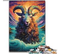 1000 Piece Jigsaw Puzzles for Adults Gifts Goat In The Sea Wave, for Educational Game Challenge Toy Enhance Memory for Age 14 (Size50x75cm)