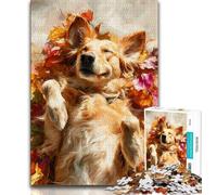 1000 Piece Jigsaw Puzzles for Adults Gifts Golden Retriever And Fallen Leaves 1000 Pieces for Adults,Challenging Difficult Deal As Gifts for The Whole Family (size 38x26cm)