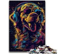 1000 Piece Jigsaw Puzzles for Adults Gifts Golden Retriever with Headphones Game Toys Every Piece Is Unique - Challenging Family Fun Game 50x75cm