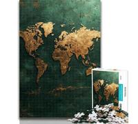 1000 Piece Jigsaw Puzzles for Adults Gifts Golden World Map Teenager Jigsaw,Artistic Wall Decor & Birthday Gift Idea for Friends, Home Office 50x75cm