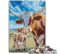1000 Piece Jigsaw Puzzles for Adults Gifts Grassland Cattle Game Toys Every Piece Is Unique - Challenging Family Fun Game 26x38cm