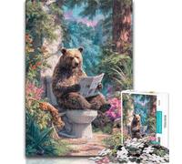 1000 Piece Jigsaw Puzzles for Adults Gifts Grizzly Bear on The Toilet Adult Puzzles,Educational Stress Relief Toy Great Gifts And Toys (size 38x26cm)
