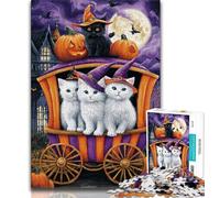 1000 Piece Jigsaw Puzzles for Adults Gifts Halloween Cat,Learning Educational Toys Family Games Suitable for Desktop Decoration (38x26cm)