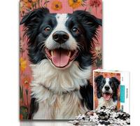 1000 Piece Jigsaw Puzzles for Adults Gifts Happy Border Collie,Help The Brain Exercise Addictive Toys to Cultivate Patience Artists Collection,Fine Art 38x26cm