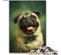 1000 Piece Jigsaw Puzzles for Adults Gifts Happy Pug, Suitable for Ages 14 And Up Home Educational Games DIY Toys Artwork Gift 50x75cm