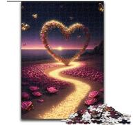 1000 Piece Jigsaw Puzzles for Adults Gifts Heart on The Beach, Games Toys Gift Unique Birthday And Gifts for And Age 14 Years Up (Size 26x38cm)