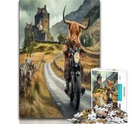 1000 Piece Jigsaw Puzzles for Adults Gifts Highland Cow Adventure Puzzles for Adults,Perfect for Game Nights, Colorful Toy for Home Gift (size 75x50cm)