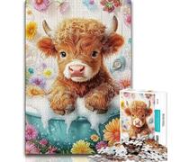1000 Piece Jigsaw Puzzles for Adults Gifts Highland Cow,Learning Educational Toys Family Games Suitable for Desktop Decoration (38x26cm)