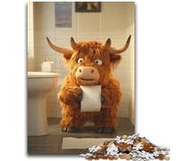 1000 Piece Jigsaw Puzzles for Adults Gifts Highland Cow Playing Toilet Paper Stress Reliever Staycation Kill Time Wishlist with Santa Claus 50x75cm