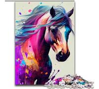 1000 Piece Jigsaw Puzzles for Adults Gifts Horse Colorful, Stress Reliever Difficult Challenge Home Decoration Toys (Size 26x38cm)