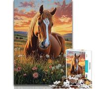 1000 Piece Jigsaw Puzzles for Adults Gifts Horses on The Grassland,for Educational Game Challenge Toy Artists Collection,Fine Art (38x26cm)