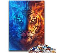 1000 Piece Jigsaw Puzzles for Adults Gifts Ice And Fire Tiger for And from 14 Years And over Play Toys Because It Is Ideal As A Gift for The Whole Family 50x75cm