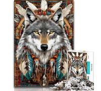 1000 Piece Jigsaw Puzzles for Adults Gifts Indian Wolf,Decompressing Intellectual Educational Toy Birthday Present,Gifts 38x52cm