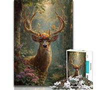 1000 Piece Jigsaw Puzzles for Adults Gifts Jungle Deer Oil Painting Adult Puzzles,Educational Stress Relief Toy Great Gifts And Toys (size 75x50cm)