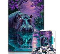 1000 Piece Jigsaw Puzzles for Adults Gifts Jungle Hippo Teenager Puzzles,Artistic Wall Decor & Birthday Gift Idea for Friends, Home Office (size 75x50cm)