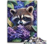 1000 Piece Jigsaw Puzzles for Adults Gifts Lavender And Raccoon for Age 14 Years And over Decompressing Intellectual Educational Toy Great Gift 38x26cm