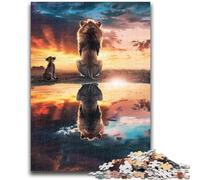 1000 Piece Jigsaw Puzzles for Adults Gifts Lion Reflection Learning Educational Toy for Is Ideal As A Gift for The Whole Family 26x38cm