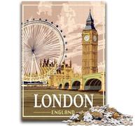 1000 Piece Jigsaw Puzzles for Adults Gifts London Great Britain City Teenager Puzzles,Family Entertainment Toys with Matching Poster And Trivia Sheet (50x75cm)