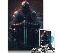 1000 Piece Jigsaw Puzzles for Adults Gifts Mighty Medieval Knight Teenager Puzzles,Family Entertainment Toys with Matching Poster And Trivia Sheet 38x26cm