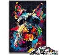 1000 Piece Jigsaw Puzzles for Adults Gifts Miniature Schnauzer DJ Neon Puzzles for Adults,Unique Birthday And Gifts for And Age 14 Years Up (75x50cm)