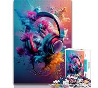 1000 Piece Jigsaw Puzzles for Adults Gifts Modern Colorful Splash Headphones,Learning Educational Toys Family Games Suitable for Desktop Decoration (75x50cm)