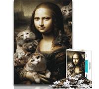 1000 Piece Jigsaw Puzzles for Adults Gifts Mona Lisa And Cat Teenager Puzzles,Family Educational Games Home Decoration Gift (size 38x26cm)