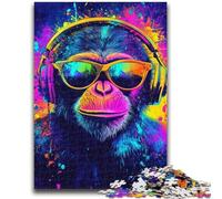 1000 Piece Jigsaw Puzzles for Adults Gifts Monkey Wearing Glasses for Age 14+ Challenging To Complete But Fun And Humorous Great Gifts And Toys 26x38cm