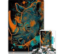 1000 Piece Jigsaw Puzzles for Adults Gifts Mysterious Rhino,Educational Games Home Decoration for Is Ideal As A Gift for The Whole Family (38x26cm)
