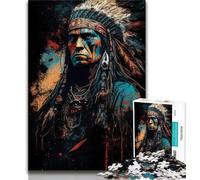 1000 Piece Jigsaw Puzzles for Adults Gifts Native American Warior Adult Jigsaw,Quiz Game for Is Ideal As A Gift for The Whole Family (size 75x50cm)