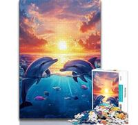 1000 Piece Jigsaw Puzzles for Adults Gifts Ocean Dolphin Puzzles for Adults,Perfect for Game Nights, Colorful Toy for Home Gift (size 38x26cm)