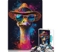 1000 Piece Jigsaw Puzzles for Adults Gifts Ostrich with Sunglasses Teenager Puzzles,Educational Games DIY Toys Great Gifts And Toys (size 75x50cm)