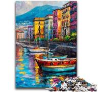 1000 Piece Jigsaw Puzzles for Adults Gifts Painting of Napoli Italy Waterfront for And from 14 Years And over Play Toys Because It Is Ideal As A Gift for The Whole Family 26x38cm