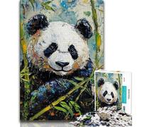 1000 Piece Jigsaw Puzzles for Adults Gifts Panda Oil Painting Teenager Puzzles,Artistic Wall Decor & Birthday Gift Idea for Friends, Home Office (size 75x50cm)