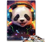 1000 Piece Jigsaw Puzzles for Adults Gifts Panda with Headphones Adult Puzzles,Staycation Kill Time with Fully Interlocking Randomly Shaped Pieces (50x75cm)